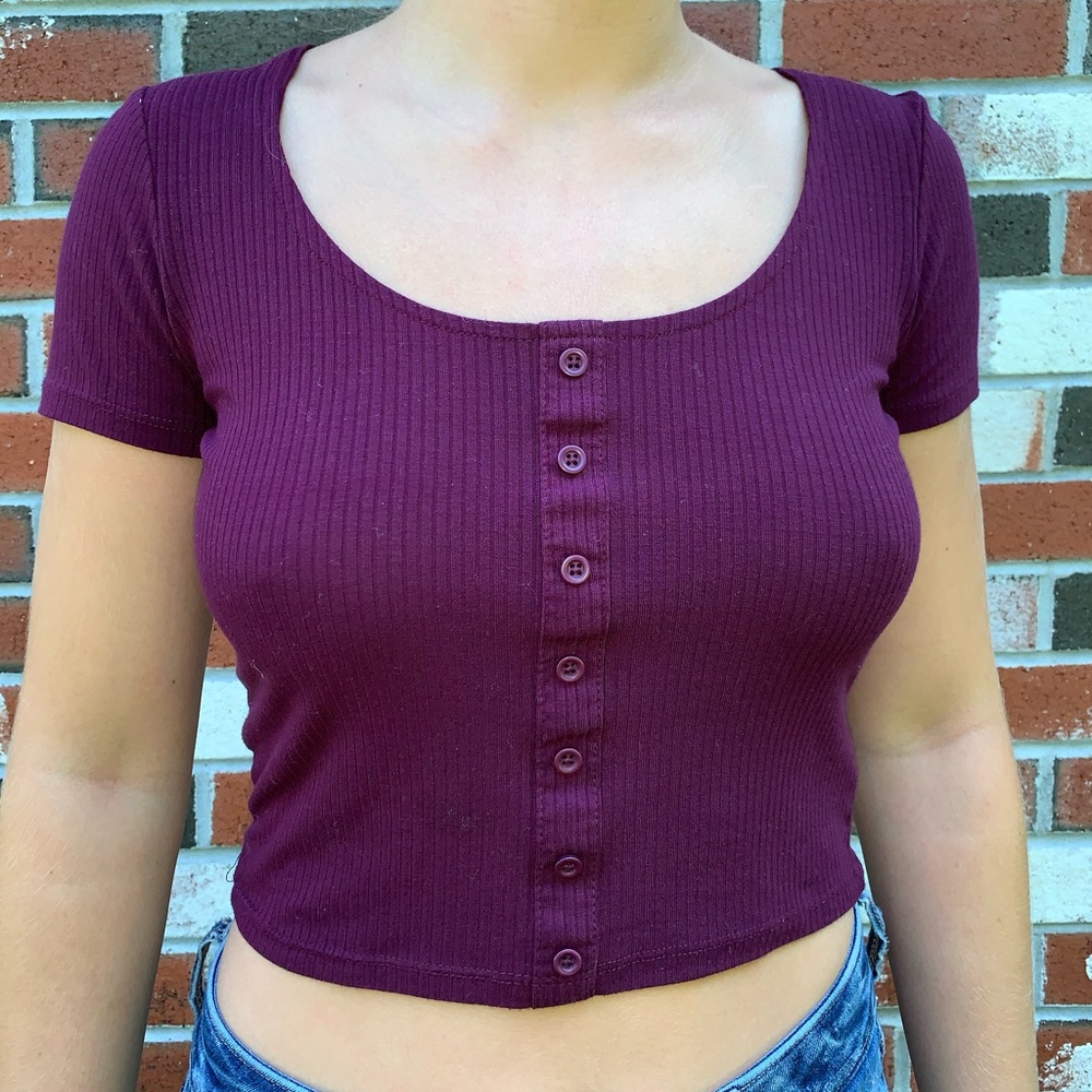 purple crop top